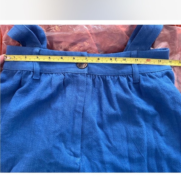 SMALL Fashion Brand Company French Blue Thick Linen Suspender Trousers - Picture 3 of 3